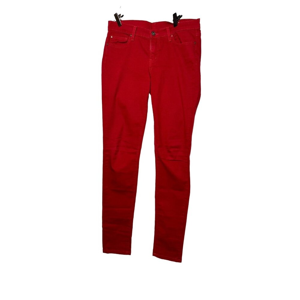 Angry Rabbit Burgundy Crimson Red Stretchy Soft Jeans Skinny Tapered Leg Sz 28/7